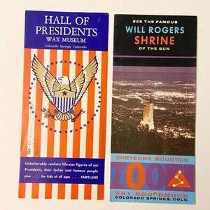 Vintage Colorado Springs  Wax Museum and Cheyenne Mountain Zoo Travel Brochures